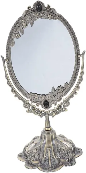 FRCOLOR Swivel Double Sided Desktop Mirror Retro Design Makeup Mirror for Bedroom Living and Dressing Table Reflection Stable Structure Decorative Accent for Home Decor