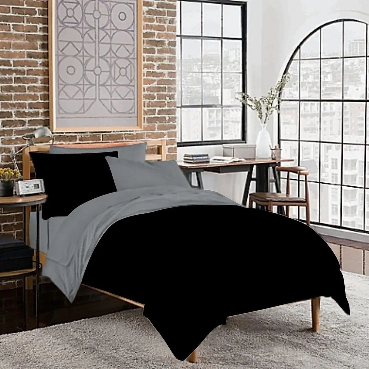 Full XL 100% Microfiber Double Brushed Sheet Set - Extra-Soft, Breathable & Wrinkle-Free - 15" Deep Pockets, 54" x 80" - Ideal for Extra Long Full Beds - 4PC Set (Full XL, Dark Grey)