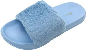 FUNKYMONKEY Women's Slides Faux Fur Cute Fuzzy Slippers Comfort Flat Sandals