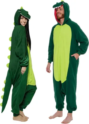 Funziez! Dinosaur Adult Onesie - T-Rex Halloween Costume - Plush Dino One Piece Cosplay Suit for Adults, Women and Men