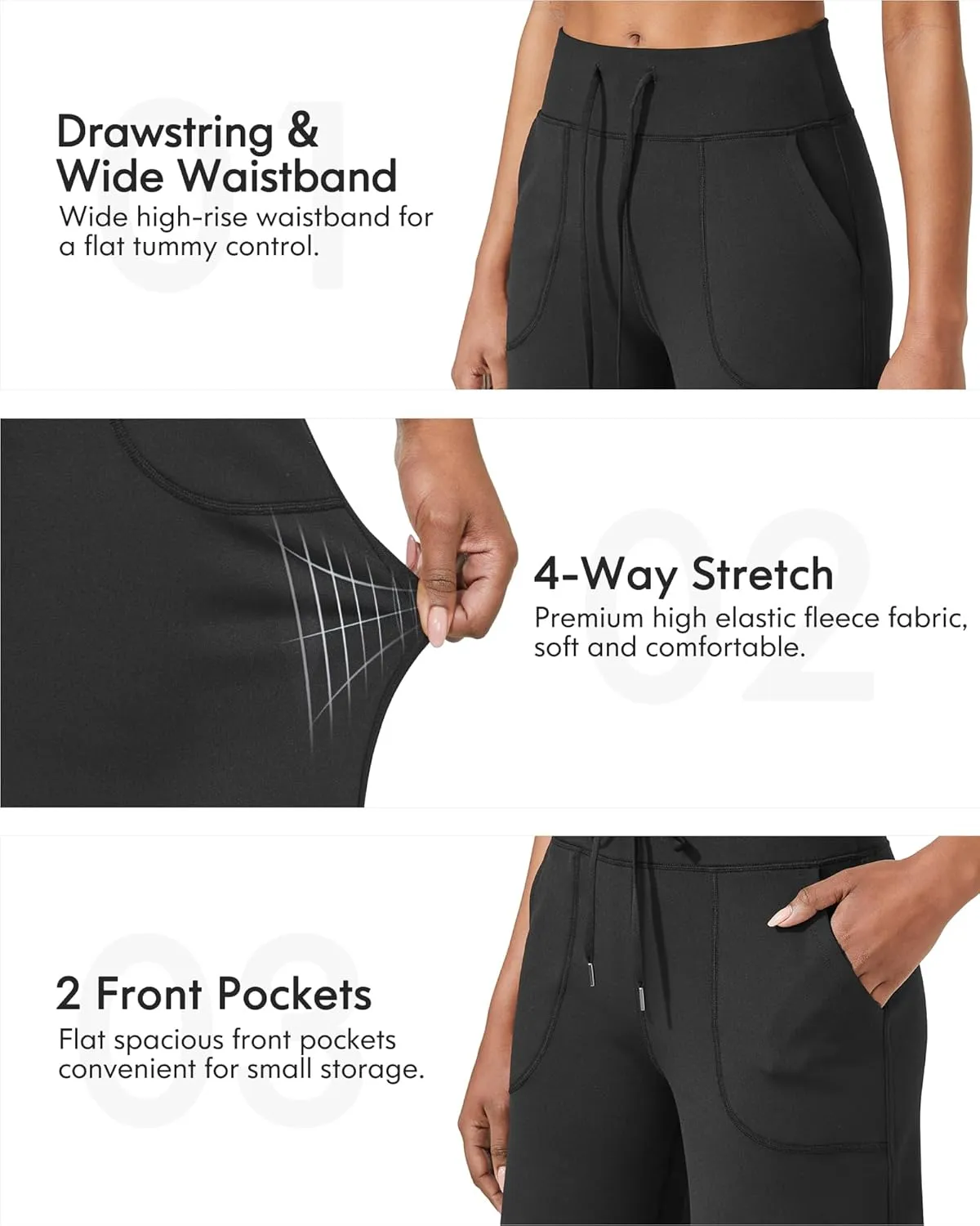 G4Free Wide Leg Sweatpants Women Drawstring Waist Fleece Lined Yoga Pants with Pockets for Winter