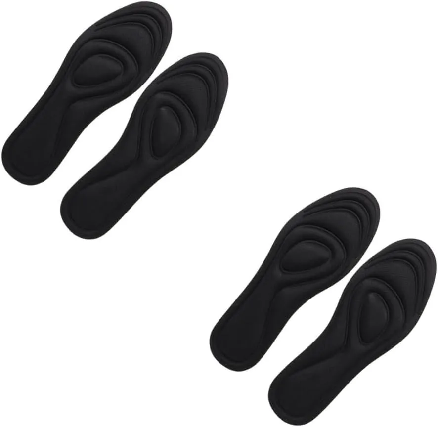 GALPADA 1 Pairs Sponge Insoles for Men Women Breathable Shock Absorbing Massaging Shoe Pads Cuttable Black Comfortable Sweat Absorption Inserts for Walking Standing