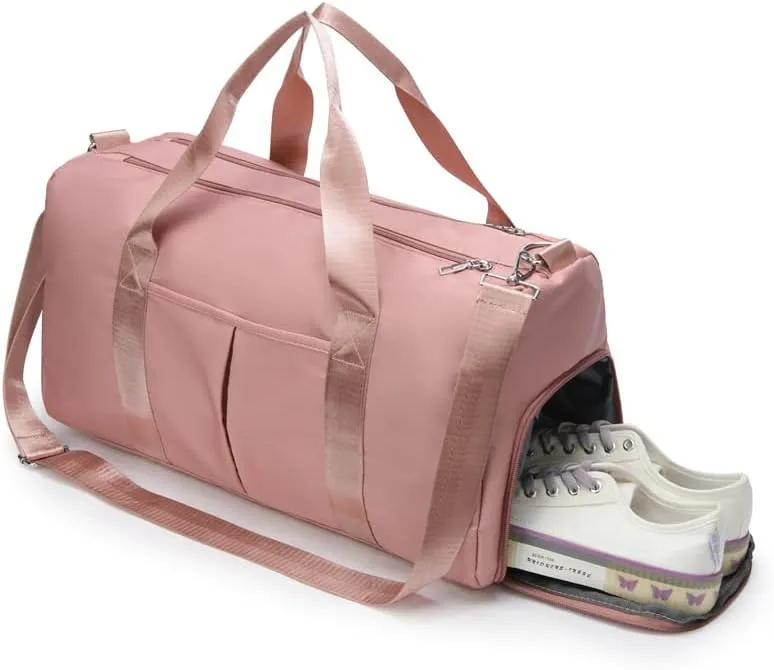 Geboldil Men and Women's Travel Bag With Shoe Compartment Sports Tote Gym Bag Weekender Overnight Shoulder Bag