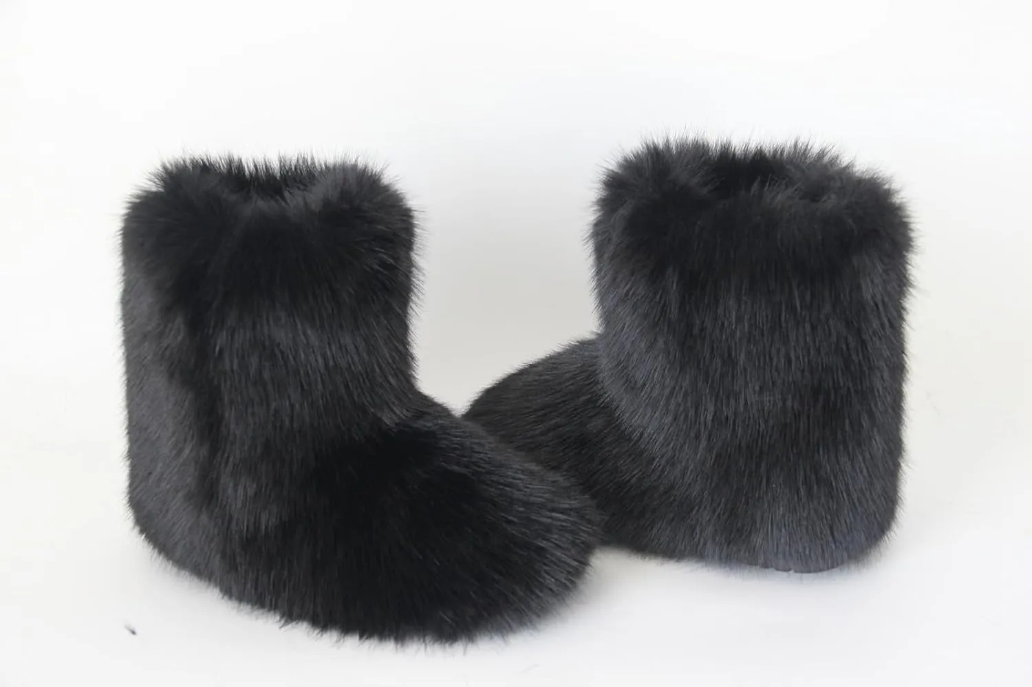 Gegefur Women's Faux fur Boot Furry Fluffy Short Snow Boot Mid-Calf Boots Warm Comfortable Outdoor Flat Shoes