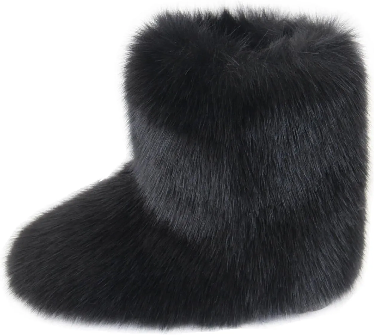 Gegefur Women's Faux fur Boot Furry Fluffy Short Snow Boot Mid-Calf Boots Warm Comfortable Outdoor Flat Shoes