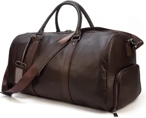 Genuine Leather Travel Duffel Bags for Men and Women Leather Overnight Weekend Leather Bags Sports Gym Duffle, 9423 Brown