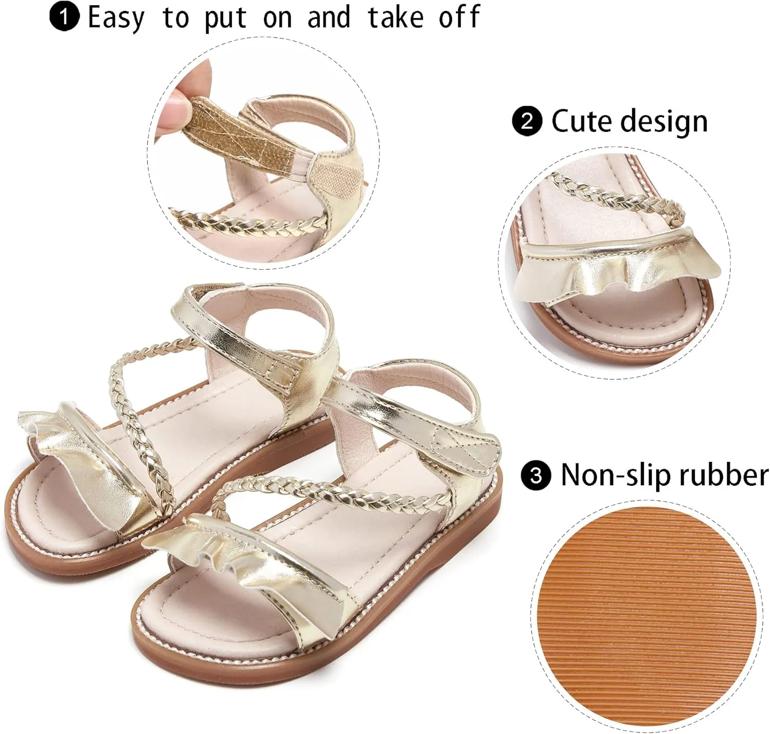 GINFIVE Toddler Girls Sandals Little Girls Kids Summer Shoes Toddler Sandals