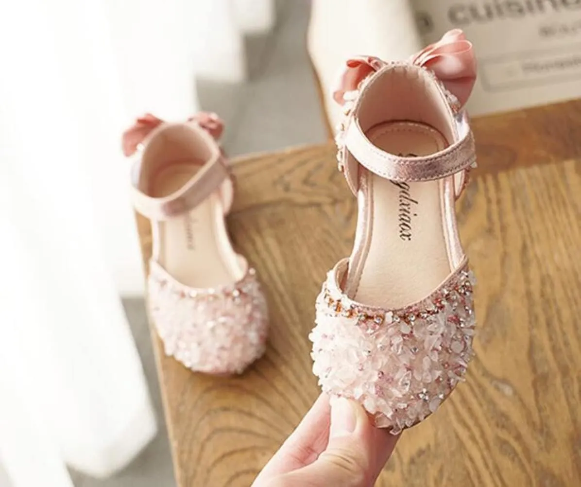 Girls Mary Jane Flats for Little Kids Toddler Glittery Dress Princess Ballet Shoes
