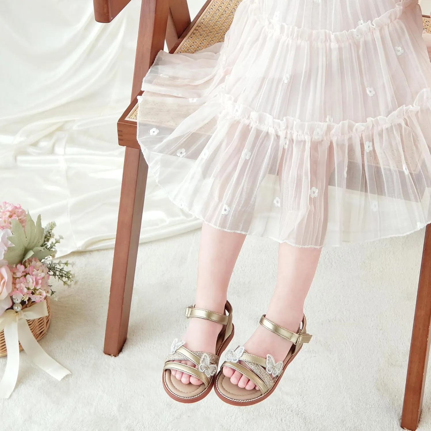 Girls Open Toe Flat Sandals Summer Casual Toddler Little Kid Sandals