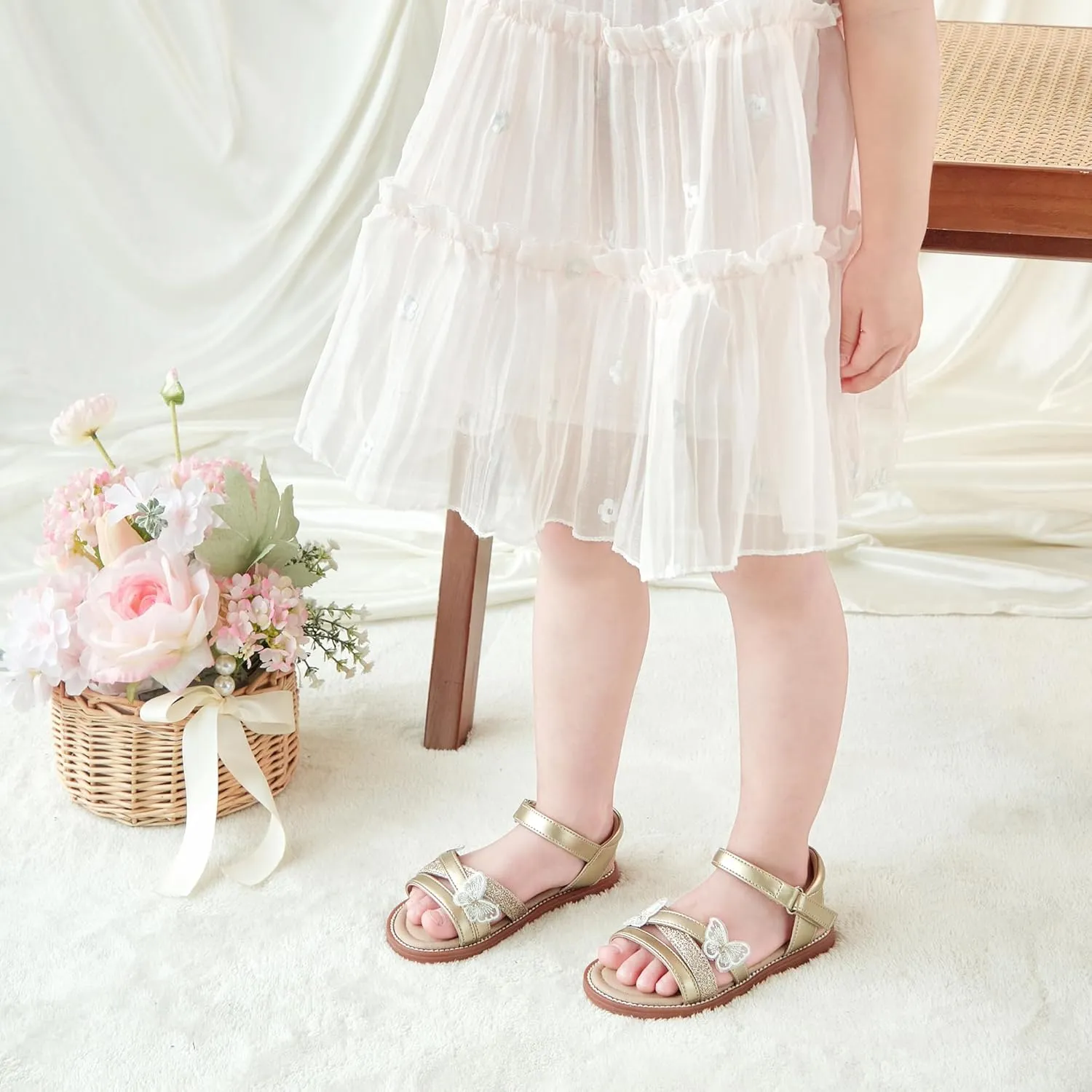 Girls Open Toe Flat Sandals Summer Casual Toddler Little Kid Sandals