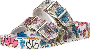 Girls Thrilled Flat Sandal, Daisy Rhinestone, 4 Big Kid