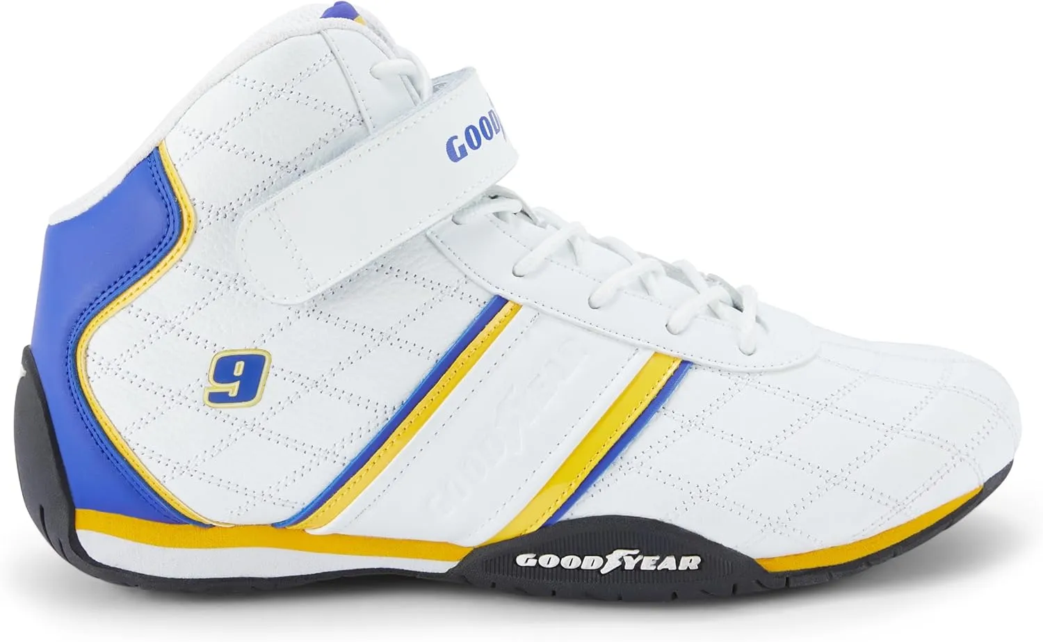 Goodyear Racing Mens Driving Sneakers Hendrick Motorsports Accelerate High Top Athletic Leather Racing Shoes for Adults Performance Footwear with Non-Slip EVA Rubber Soles