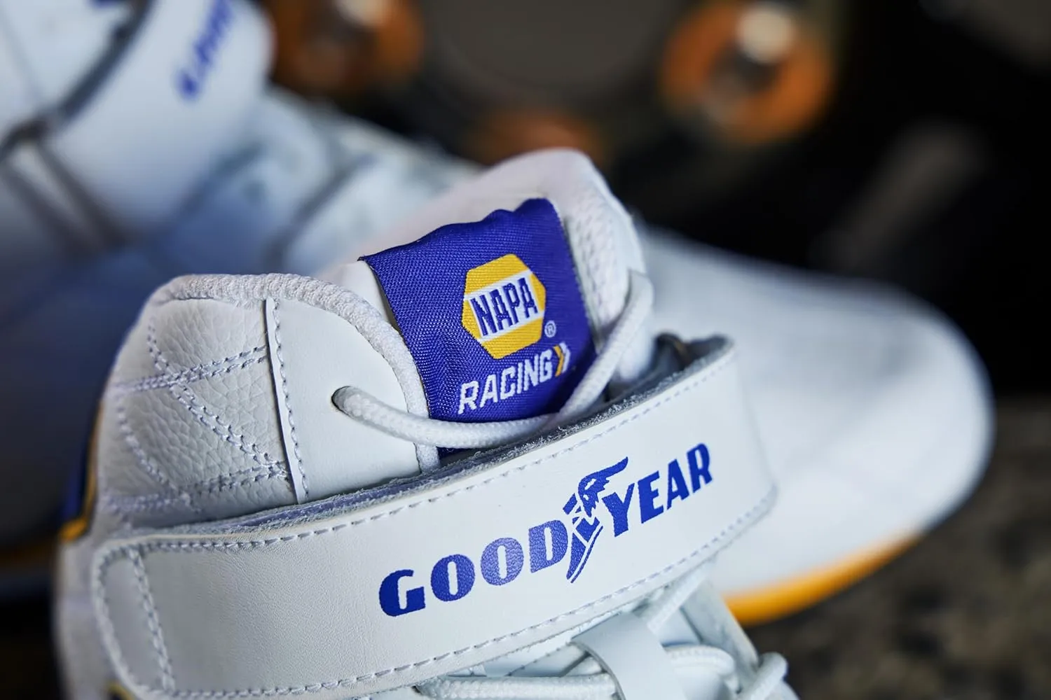 Goodyear Racing Mens Driving Sneakers Hendrick Motorsports Accelerate High Top Athletic Leather Racing Shoes for Adults Performance Footwear with Non-Slip EVA Rubber Soles