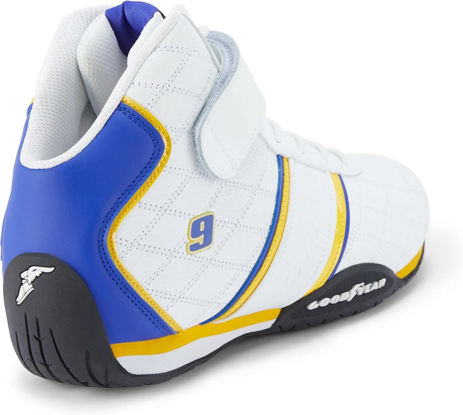 Goodyear Racing Mens Driving Sneakers Hendrick Motorsports Accelerate High Top Athletic Leather Racing Shoes for Adults Performance Footwear with Non-Slip EVA Rubber Soles