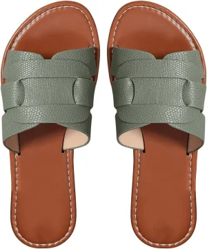 GORGLITTER Women's Open Toe Dressy Beach Sandal Trendy 2025 Comfy Flat Slide Summer Sandals