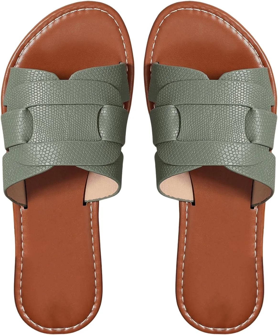 GORGLITTER Women's Open Toe Dressy Beach Sandal Trendy 2025 Comfy Flat Slide Summer Sandals