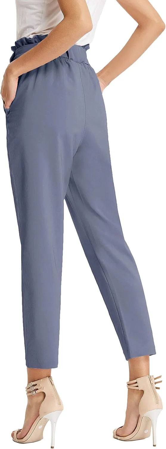 GRACE KARIN Women's Cropped Paper Bag Waist Pants with Pockets