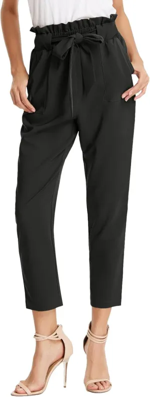 GRACE KARIN Women's Cropped Paper Bag Waist Pants with Pockets