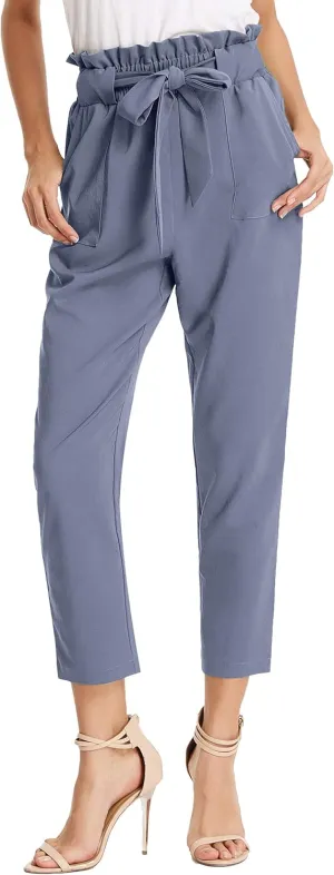 GRACE KARIN Women's Cropped Paper Bag Waist Pants with Pockets