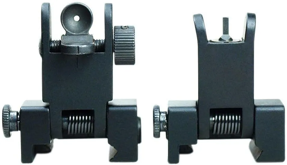Green Blob Outdoors Rapid Transition Front and Rear Iron Sights Low Profile Fold Down Fits Picatinny 1913 Pattern Rails