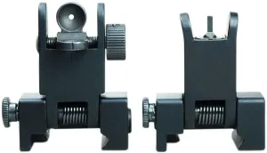 Green Blob Outdoors Rapid Transition Front and Rear Iron Sights Low Profile Fold Down Fits Picatinny 1913 Pattern Rails