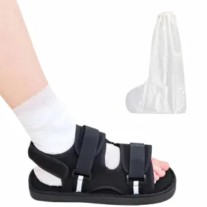GREUS Post Op Shoe, Adjustable Surgical Walking Shoe for Broken Toe or Foot Post Surgery Recovery, Open Toe Cast Shoe Orthopedic Sandal, Medical Boot with Plaster Cover for Fractured Sprain Men Women