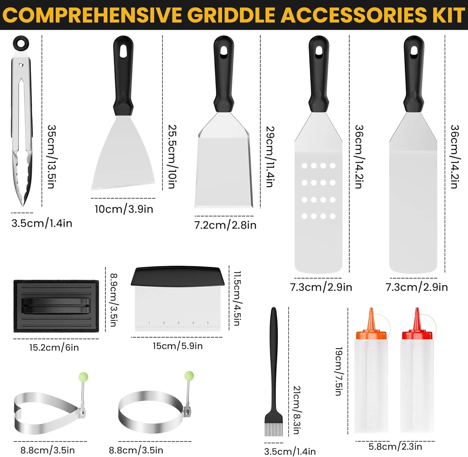 Griddle Accessories Kit, Flat Top Grill Accessories Set for Blackstone and Camp Chef, Grill Spatula Set