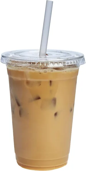 GUSTO [20 oz. - 100 Count Clear PET Cups with Lids, Disposable Coffee Cups with Flat Lids - Ideal for Cold Beverages, Smoothies, and to-Go Drinks - Formerly Comfy Package