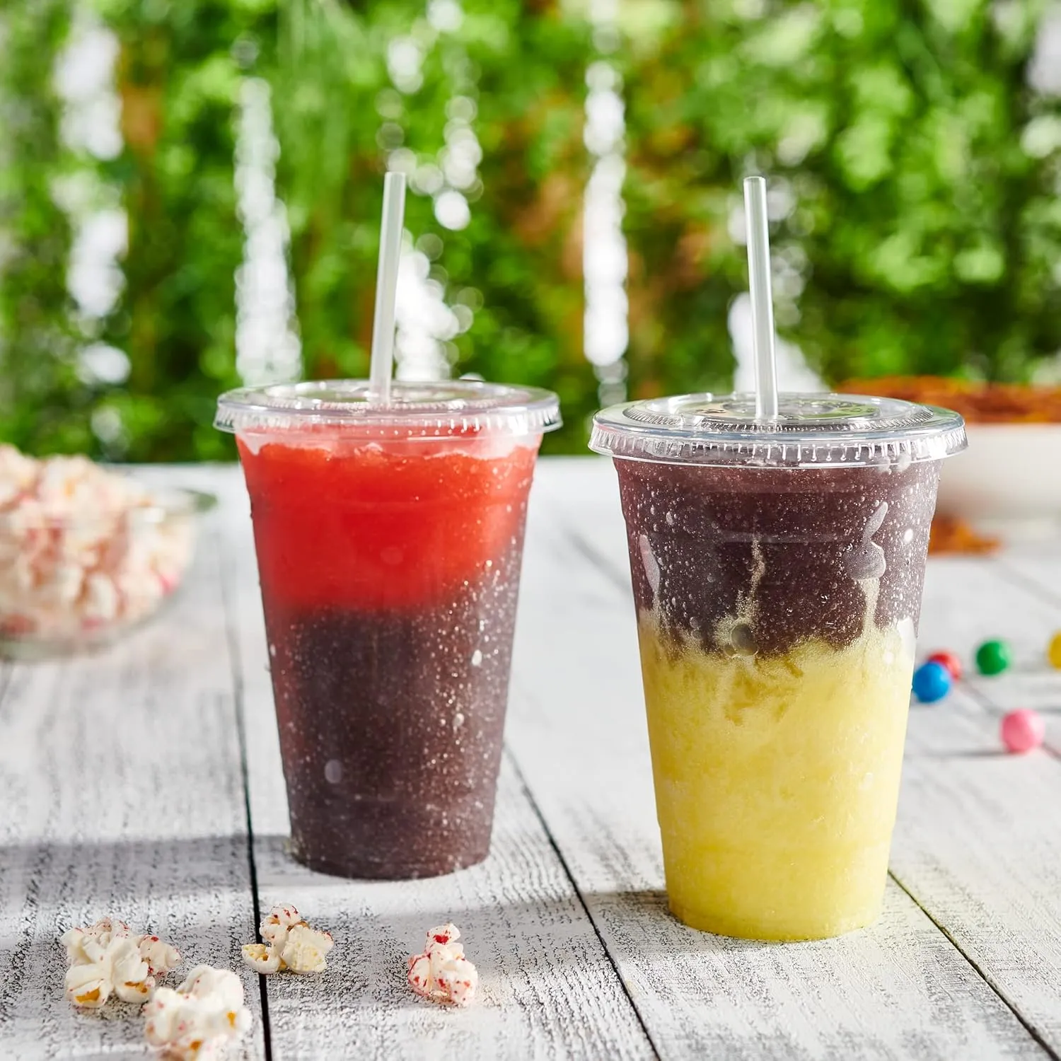 GUSTO [20 oz. - 100 Count Clear PET Cups with Lids, Disposable Coffee Cups with Flat Lids - Ideal for Cold Beverages, Smoothies, and to-Go Drinks - Formerly Comfy Package