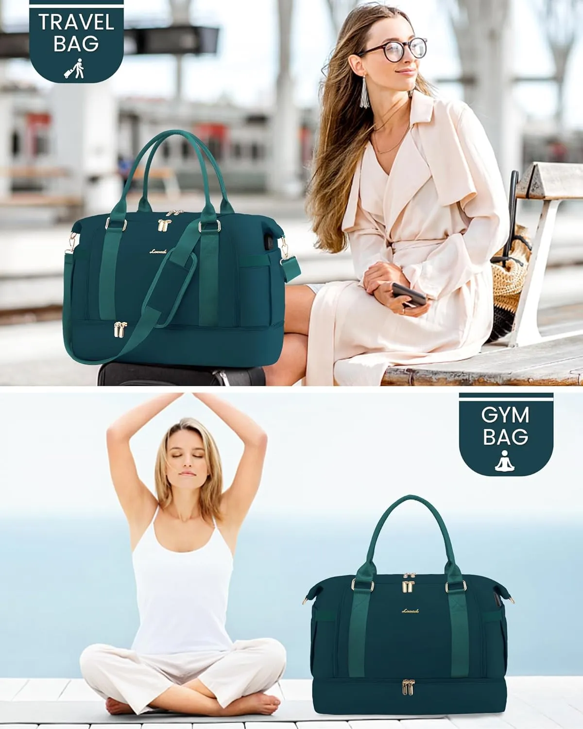 Gym Bag for Women LOVEVOOK Travel Duffel Bag with USB Charging Port,Weekender Bags for Women with Shoe Compartment,Carry on Overnight Bag with Toiletry Bag,Hospital Bags for Labor and Deliver