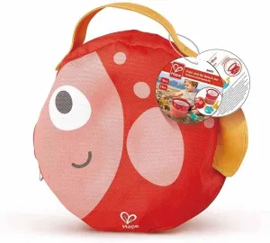 Hape Fold and Go Beach Toy Sets with Easy Carry Cavas Bag| Beach Toy Playset with Bucket for Toddlers 18M 
