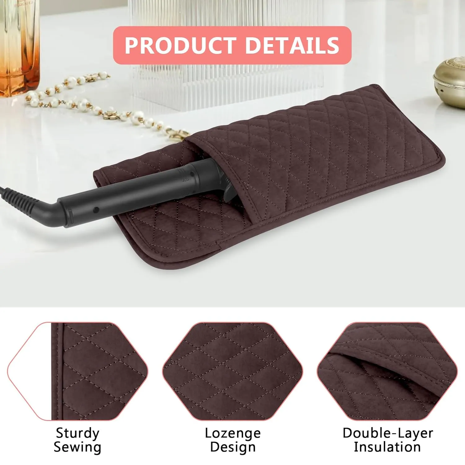 Heat Resistant Hair Tools Travel Bag Portable Hot Tools Organizer Cover Pouch for Curling Iron, Flat Iron, Hair Straightener and Other Styling Tools(13.8" x 5.5")