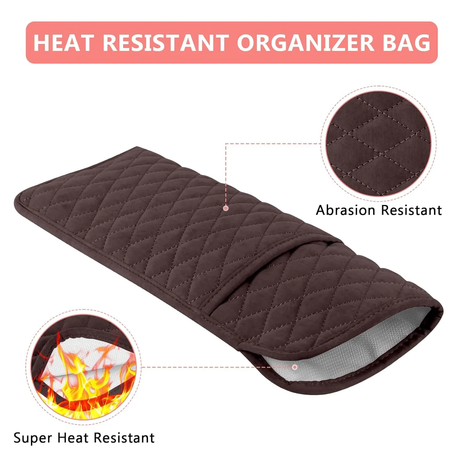 Heat Resistant Hair Tools Travel Bag Portable Hot Tools Organizer Cover Pouch for Curling Iron, Flat Iron, Hair Straightener and Other Styling Tools(13.8" x 5.5")