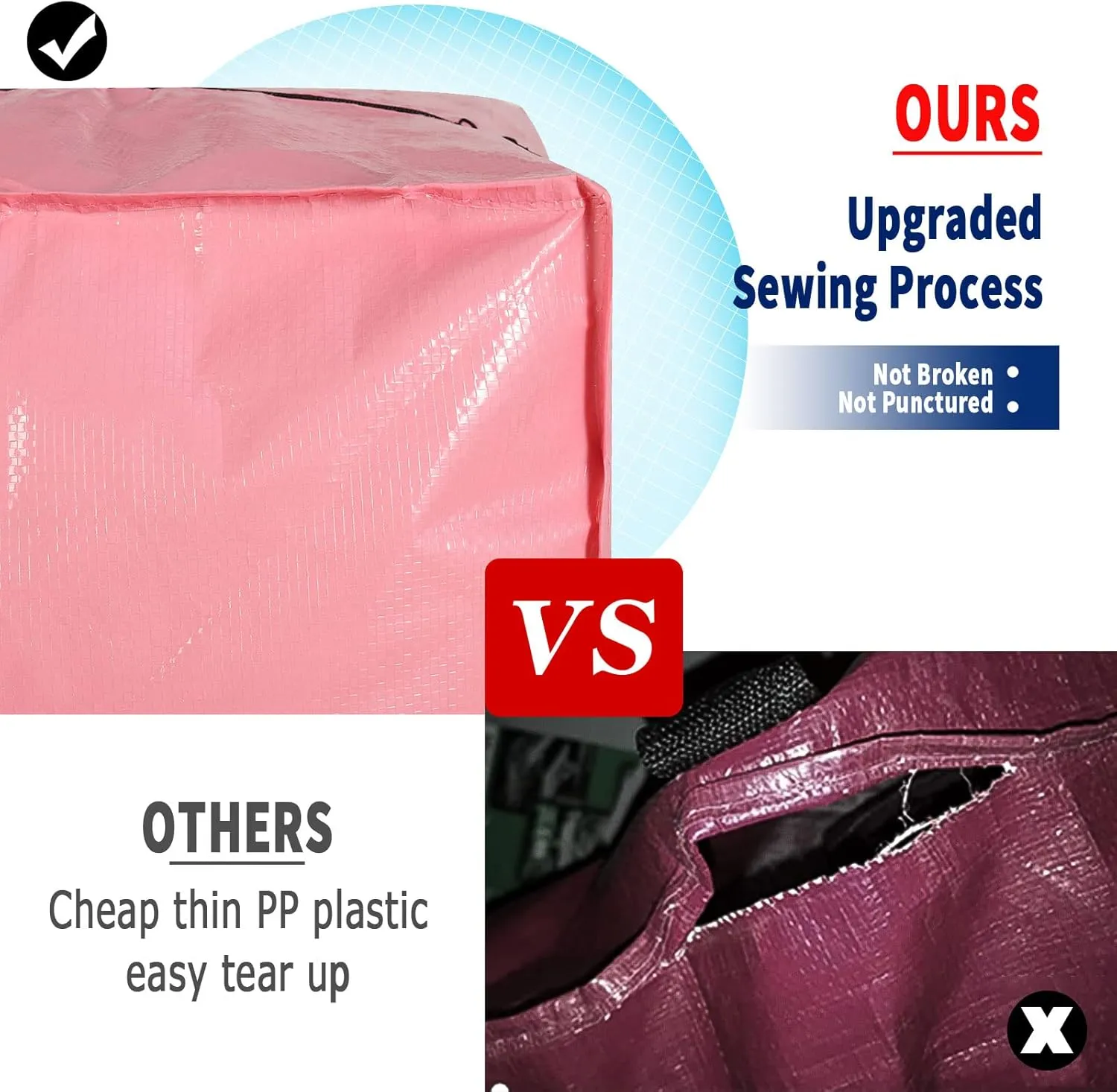 Heavy Duty Extra Large Moving Bags with Extra Long Handles -Includes Backpack Straps - Easy Storage For Space Saving (Mixed Color-6 Bag)
