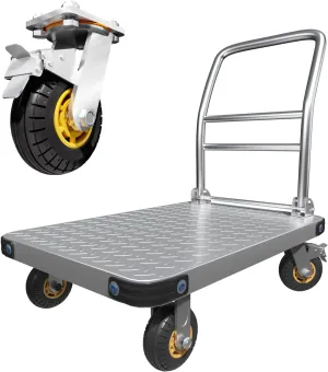Heavy Duty Platform Truck Flat Moving Cart Hand Trucks,2000Lbs Steel Push Cart Dolly, 36 x 24in Large Flatbed with 5'' 360 Degree Swivel Wheels for Easy Storage