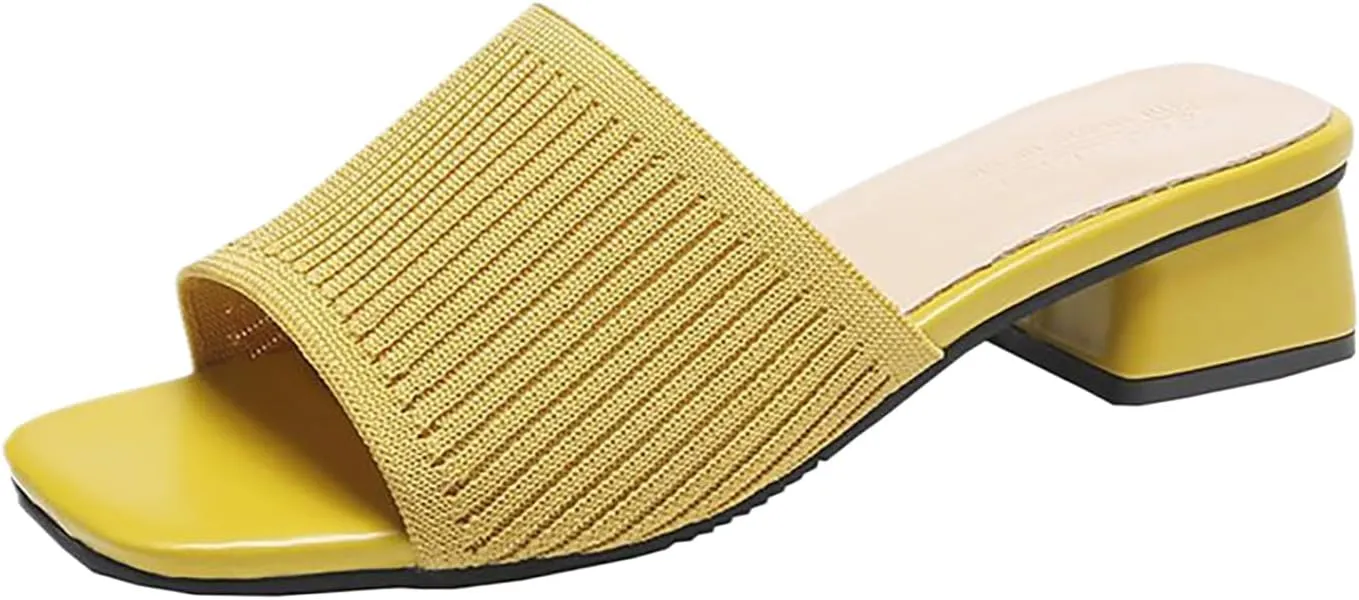 Heeled Sandals for Women Wide Width Open Toe Block Slip On Casual Chunky Low Heel Heeled Sandals Plantar Fasciitis Comfortable Walking Sandal