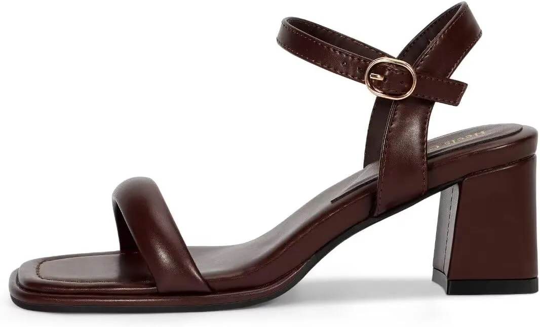 Heels Charm Women's Chunky Block Heeled Sandals 2.56 Inches Open Toe Ankle Strap Block High Heel Sandal Dress Dancing Sandals Daily Work Party Shoes