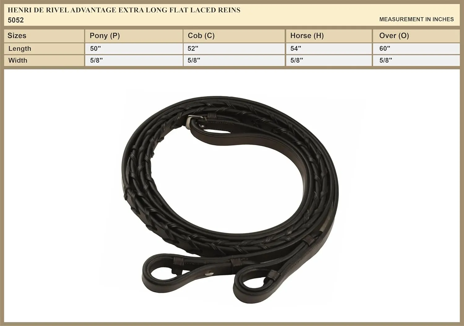 Henri de Rivel Pro Extra Long Flat Laced Reins