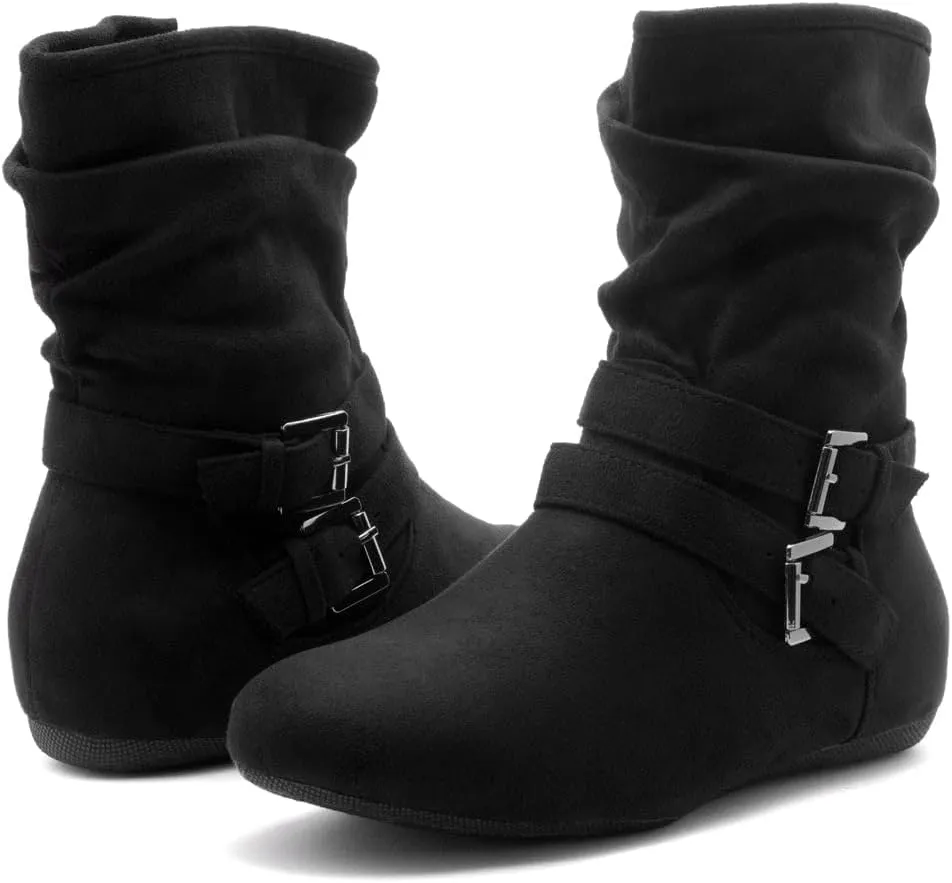 Herstyle Lindell Womens Ankle Booties Fashion Slouch Mid-Calf Flat Boots
