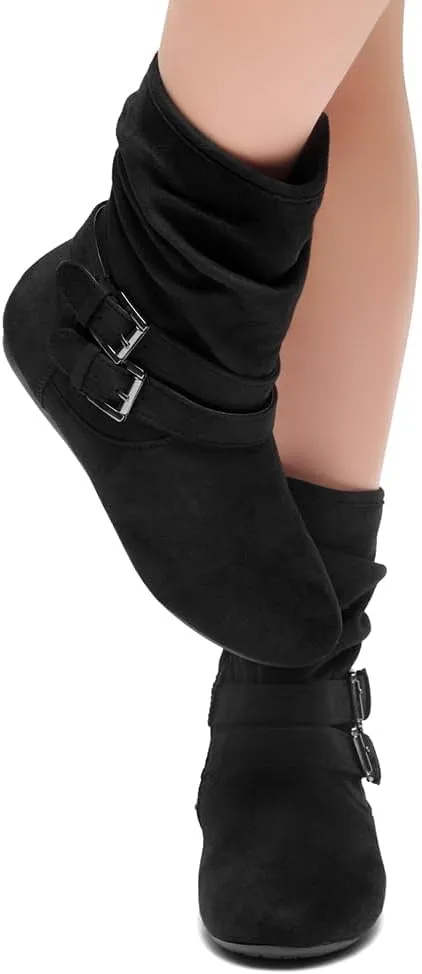 Herstyle Lindell Womens Ankle Booties Fashion Slouch Mid-Calf Flat Boots