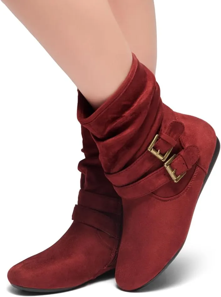 Herstyle Lindell Womens Ankle Booties Fashion Slouch Mid-Calf Flat Boots