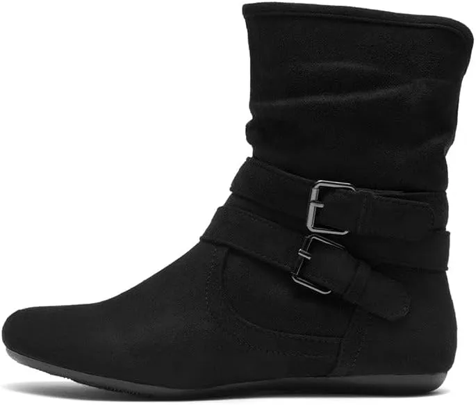 Herstyle Lindell Womens Ankle Booties Fashion Slouch Mid-Calf Flat Boots