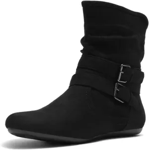 Herstyle Lindell Womens Ankle Booties Fashion Slouch Mid-Calf Flat Boots
