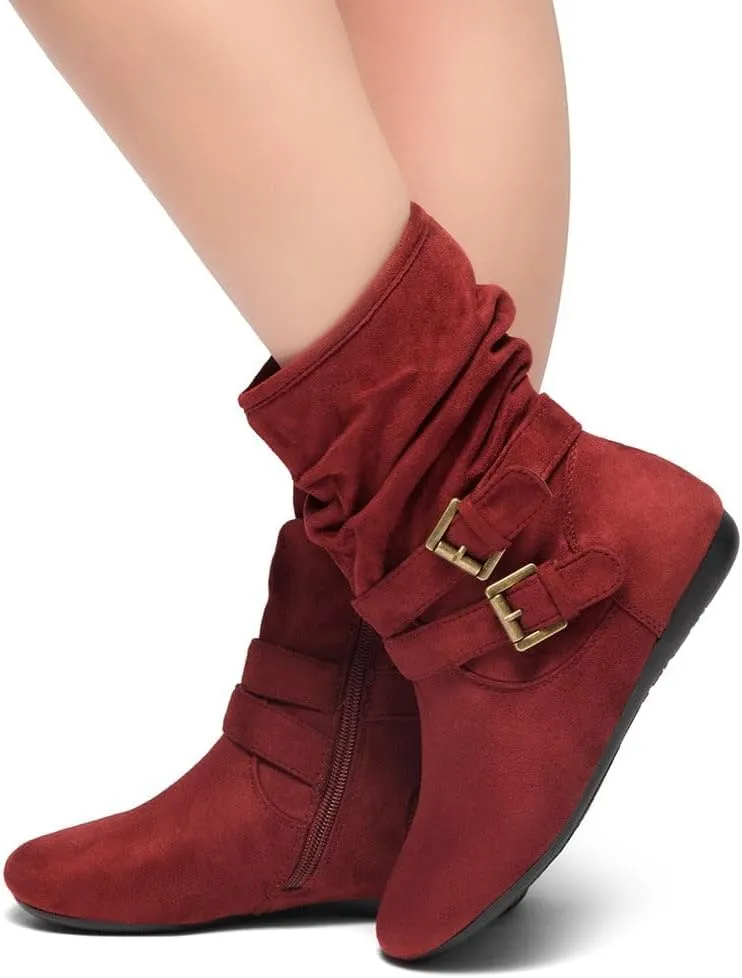 Herstyle Lindell Womens Ankle Booties Fashion Slouch Mid-Calf Flat Boots