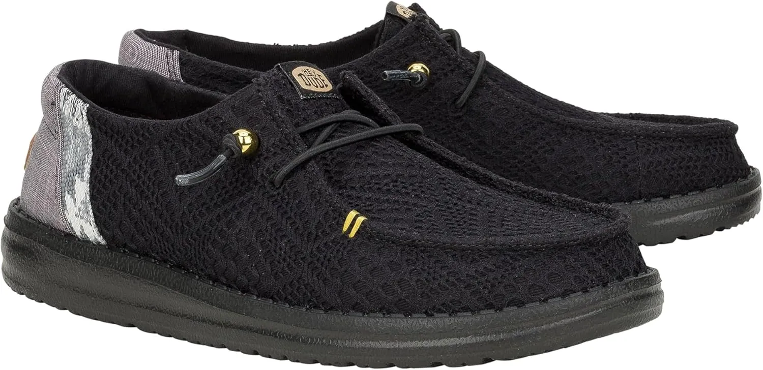 Hey Dude Women Wendy Boho Crochet Black/Black 10 Medium