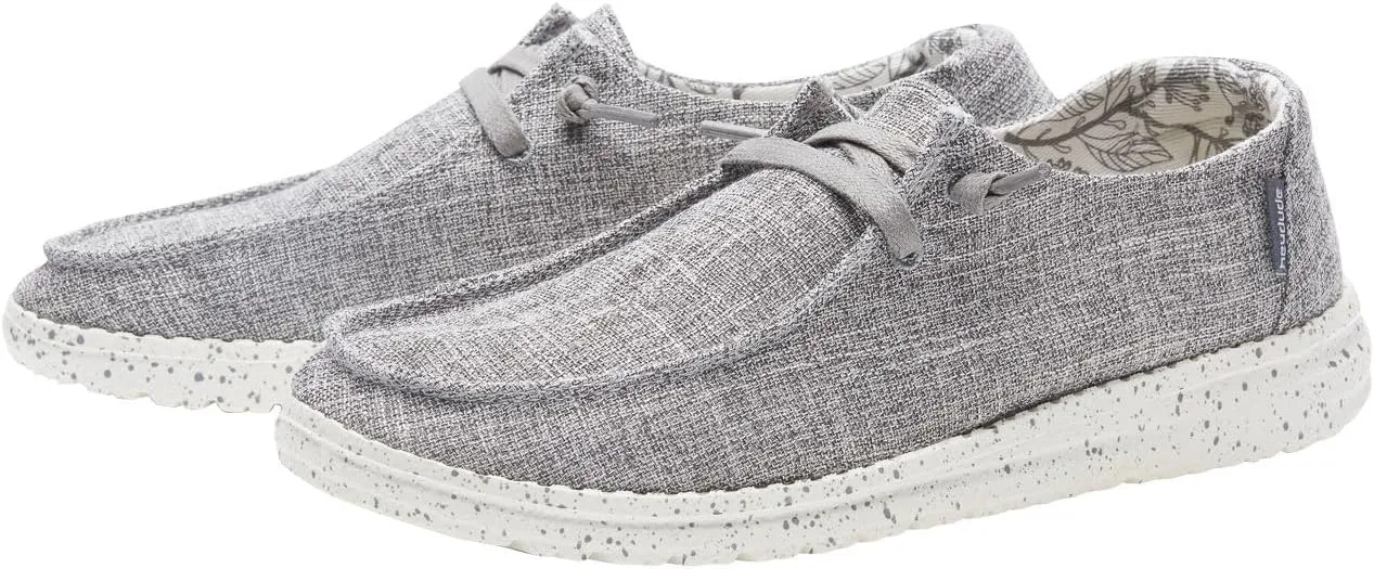 Hey Dude Women's Wendy Linen | Women’s Shoes | Women’s Lace Up Loafers | Comfortable & Light-Weight