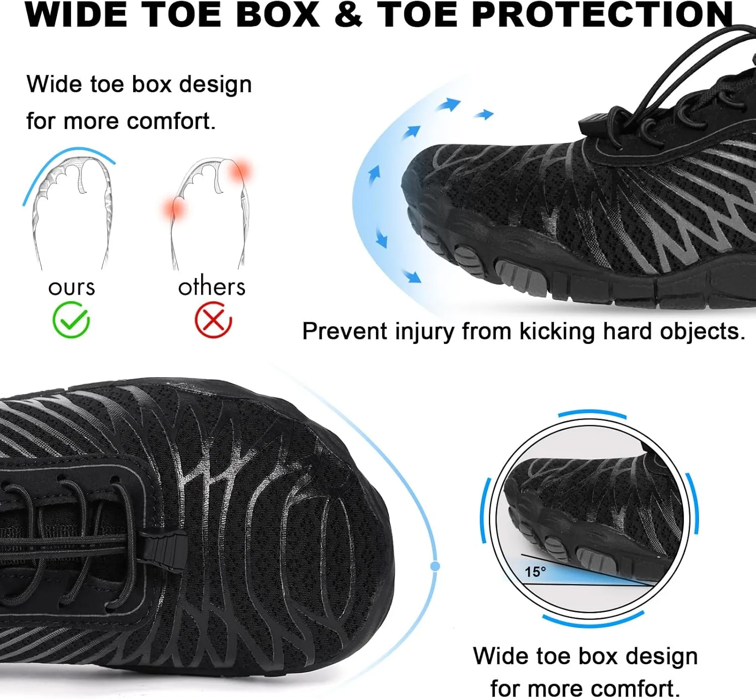 Hike Barefoot Shoes for Women Men Non-Slip Breathable Walking Shoes Wide Toe Box Comfortable Athletic Footwear