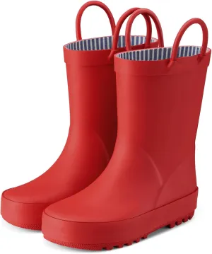 HISEA Rubber Rain Boots for Toddlers and Kids Boys Girls Lightwight Waterproof with Easy-on Handle