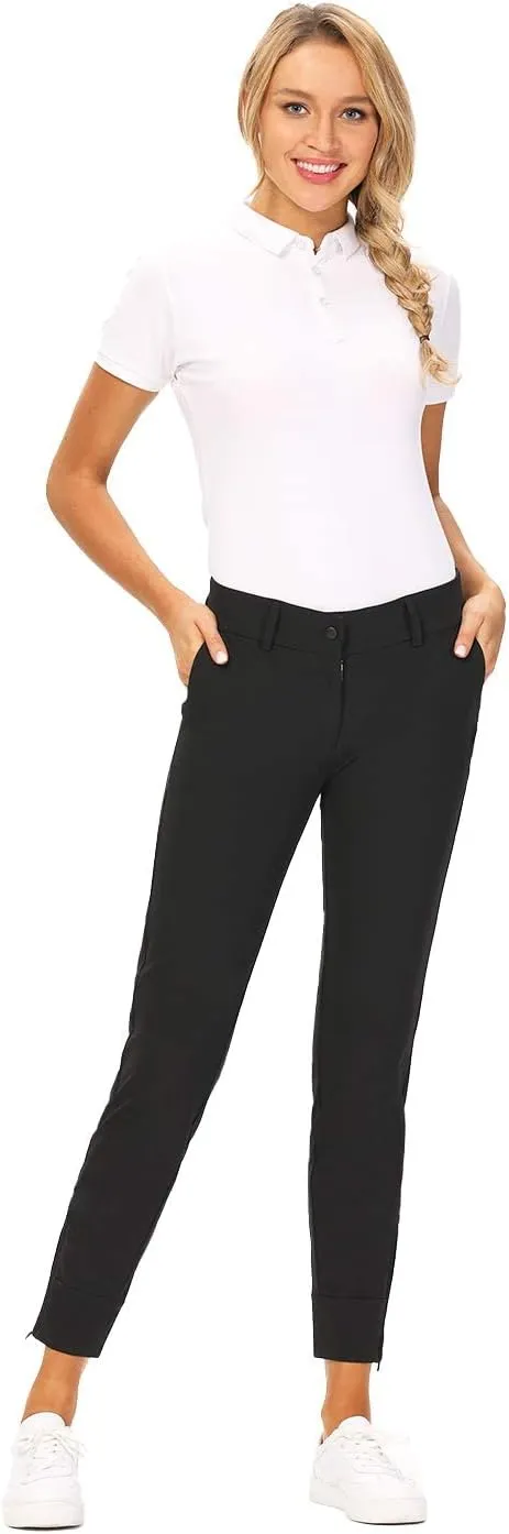 Hiverlay Womens pro Golf Pants Quick Dry Slim Lightweight Work Pants with Straight Ankle Also for Hiking or Casual Ladies