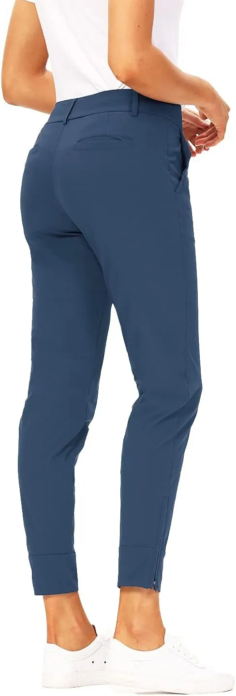 Hiverlay Womens pro Golf Pants Quick Dry Slim Lightweight Work Pants with Straight Ankle Also for Hiking or Casual Ladies